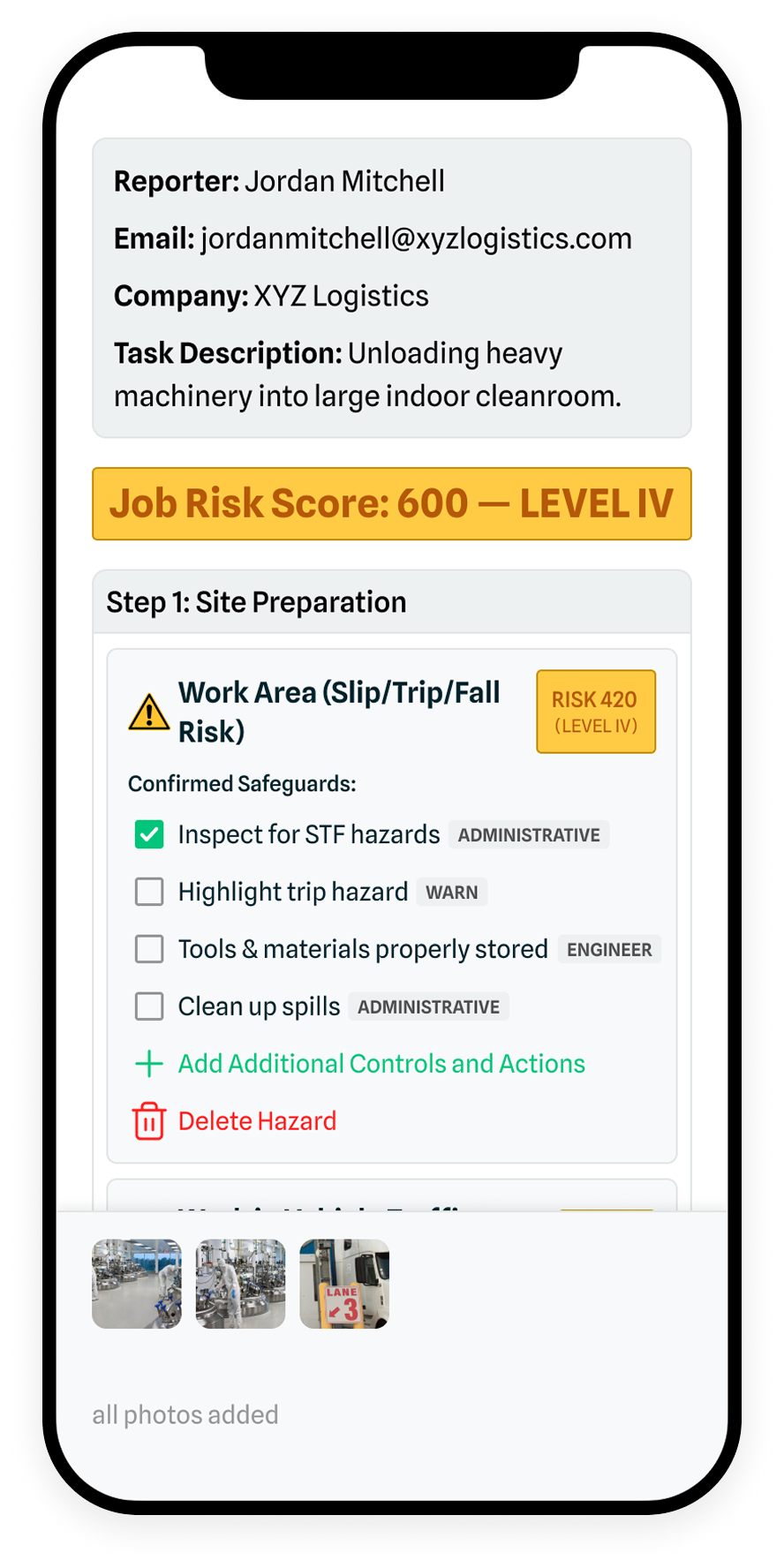 Safe Work Plan on Phone